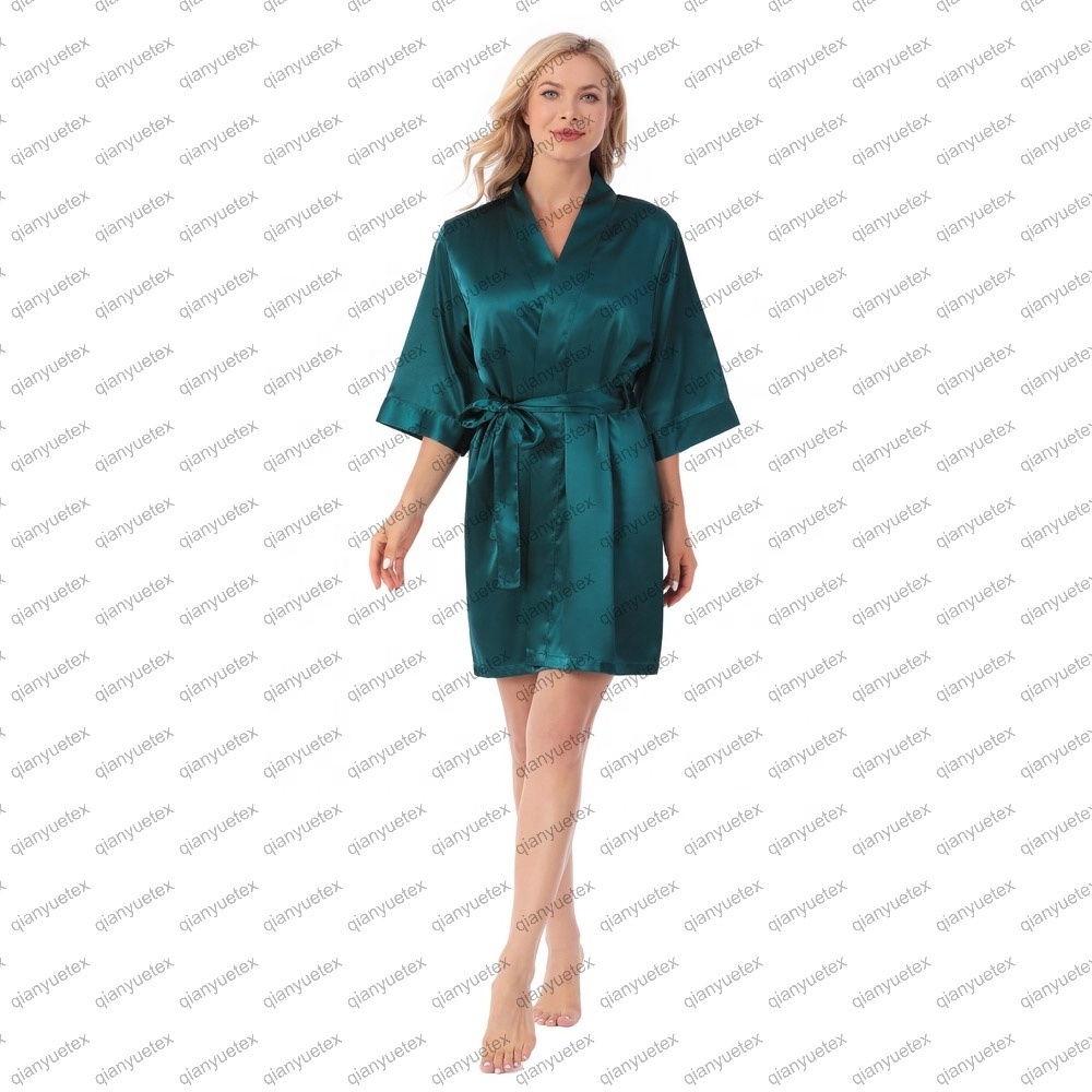 Wholesale Plain Color Wedding Silk Kimono Satin Robe