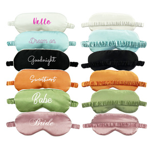 Personalized LOGO Silk 35 Colors Eye Masks Satin Sleeping Eyemask Print Embroidery