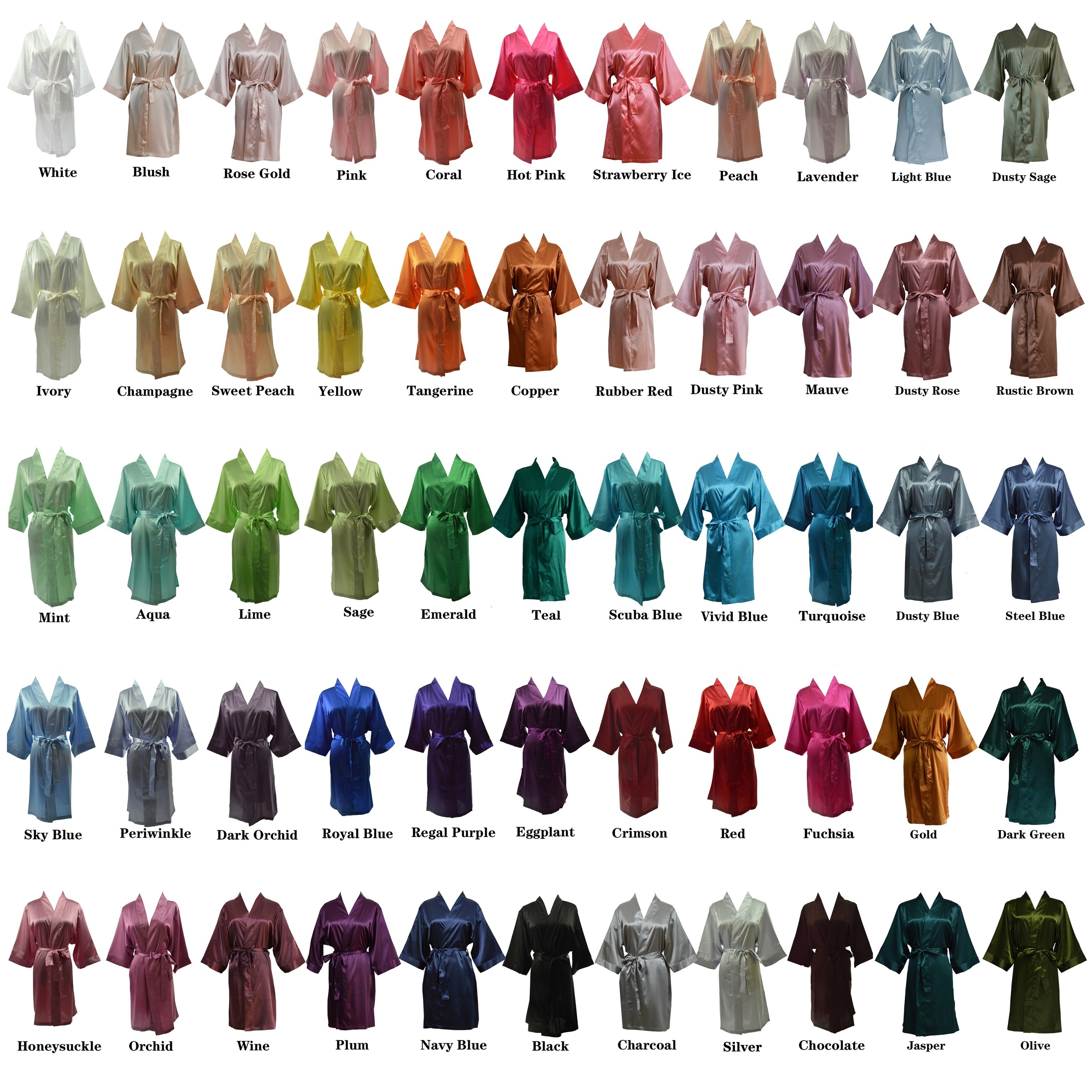 135 Colors Factory Wholesale Satin Robes Bridesmaid Silk Robe for Wedding V-Neck Party Bathrobe Women Spa Satin Sleepwear