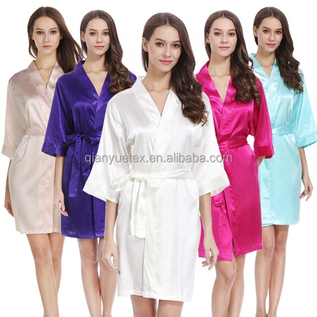 RTS Factory Wholesale Hot Sale 133 colors Silk Robes Stain Robe Kimono Women Bridesmaid Robe Sleepwear