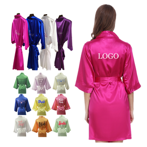 OEM Personalized Logo Bride Robes Kids birthday Silk Satin Women bridesmaid Wedding party robe