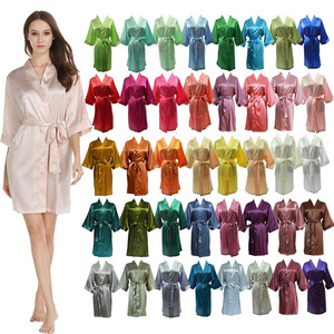 135 Colors Factory Wholesale Satin Robes Bridesmaid Silk Robe for Wedding V-Neck Party Bathrobe Women Spa Satin Sleepwear