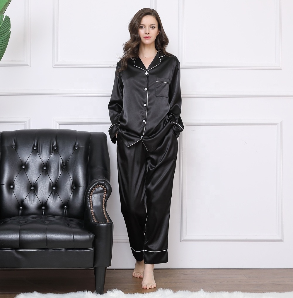 Wholesale Luxury Silk Full Length Pajama Pants Women Satin Pajamas Set