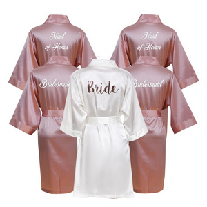 Custom Bride Bridesmaid Silk Satin Kimono Robes for Women