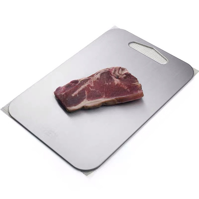 Manufacturer Customized Logo Double Sides Meat Cutting Board Stainless Steel Vegetable Fruit Chopping Board