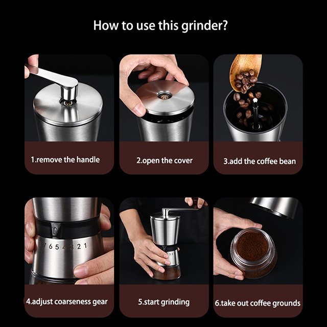 Stainless Steel Burr Manual coffee grinder conical shape coffee bean grinder with adjustable coarseness