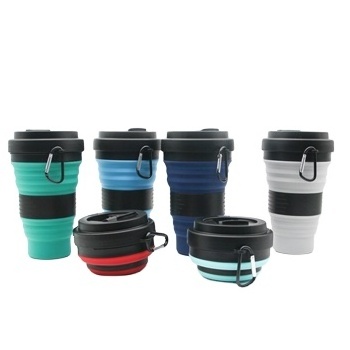 Wholesale Reusable Foldable Silicone Folding Rubber Drinking Collapsible Travel Silicone Coffee Cup With Lids