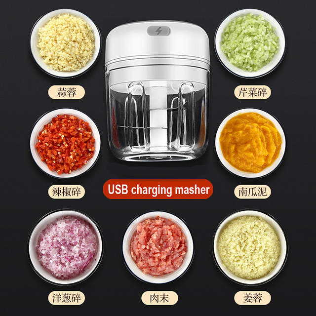 Handheld Multi-functional Usb Mini Wireless Electric Meat Chill Ginger Garlic Grinder Chopper Machine