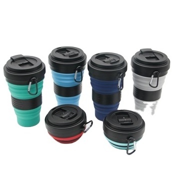 Wholesale Reusable Foldable Silicone Folding Rubber Drinking Collapsible Travel Silicone Coffee Cup With Lids