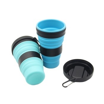 Wholesale Reusable Foldable Silicone Folding Rubber Drinking Collapsible Travel Silicone Coffee Cup With Lids