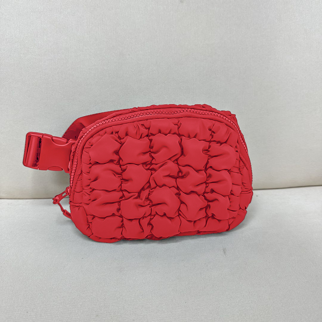 Quilted Puffer Belt Crossbody Bag Wholesale Nylons Hip Bum Bag Running Travelling Fanny Pack Crossbody