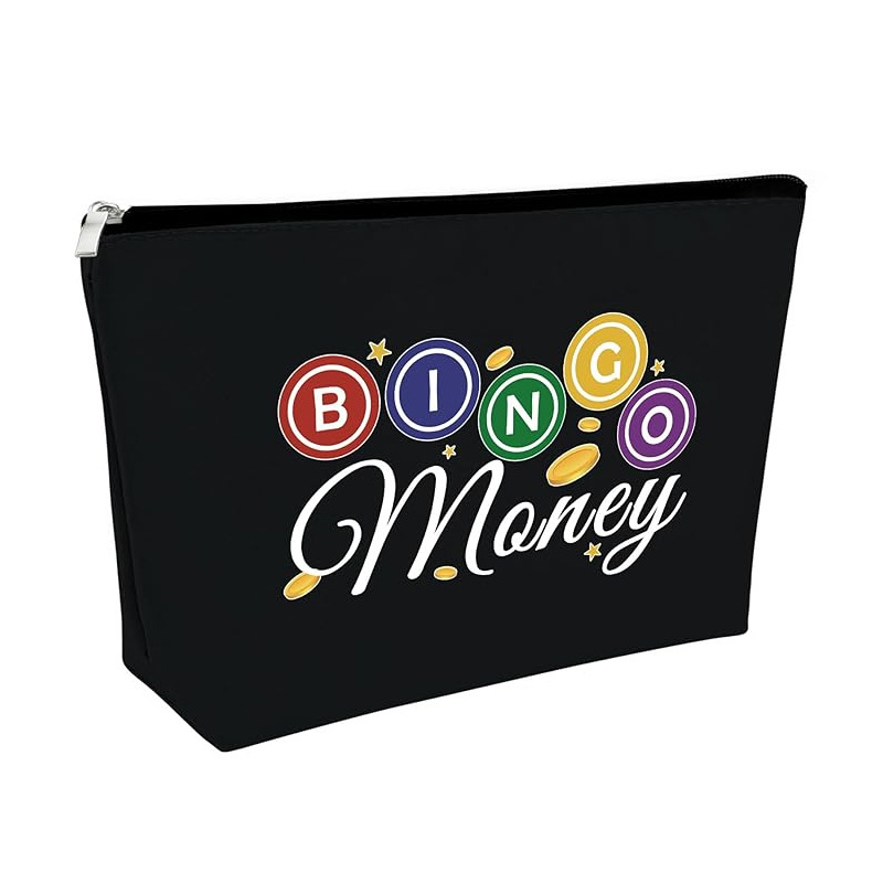 Custom Bingo Make Up Bag Wholesale Bingo Letter Cosmetic Bag Canvas Bingo Game Travel Toiletry Bag