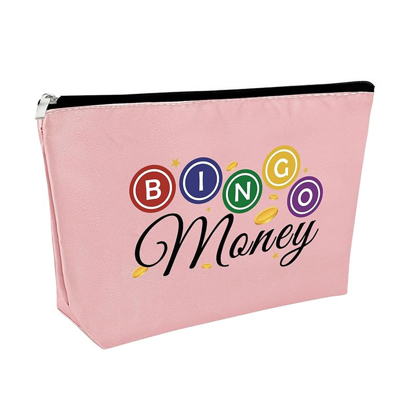 Custom Bingo Make Up Bag Wholesale Bingo Letter Cosmetic Bag Canvas Bingo Game Travel Toiletry Bag