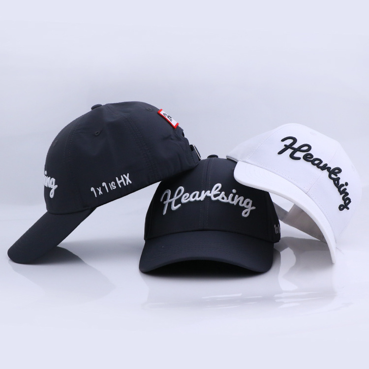 Qianzun manufacturer white logo embroidery curved brim baseball cap hat waterproof custom embroidered golf hat