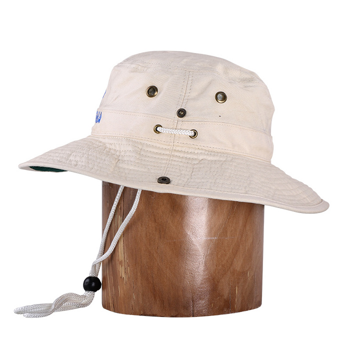 Custom bucket hat Bulk Sale 100% cotton Logo Designed Material Unisex Fishing Bucket Hat With String