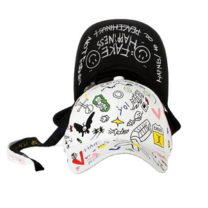 2022 Wholesale 6 Panel Cotton Unisex Fashion Printing Graffiti Hip Hop Baseball Caps For Men