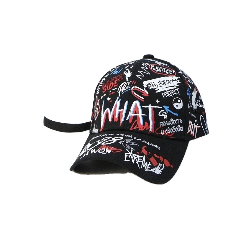 2022 Wholesale 6 Panel Cotton Unisex Fashion Printing Graffiti Hip Hop Baseball Caps For Men