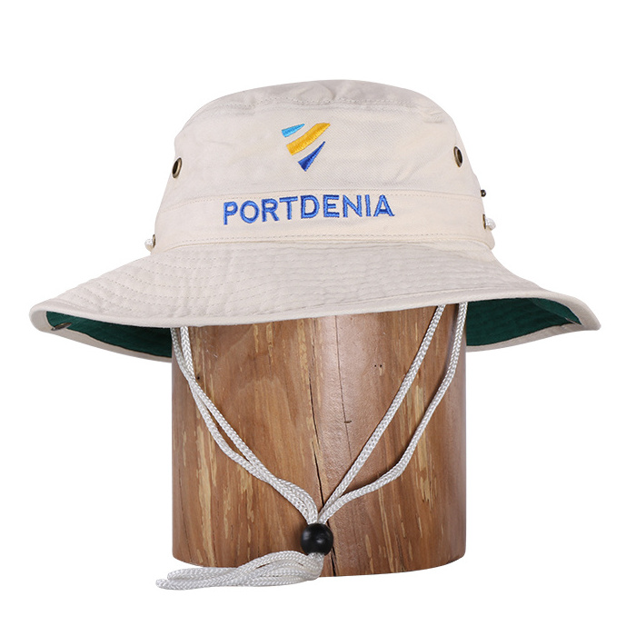 Custom bucket hat Bulk Sale 100% cotton Logo Designed Material Unisex Fishing Bucket Hat With String