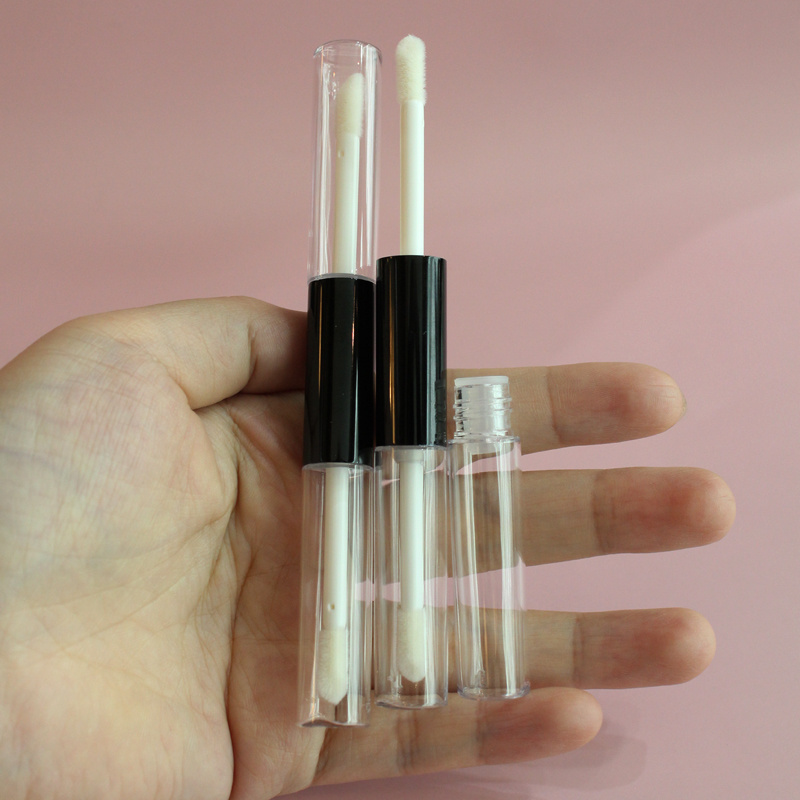 New Design Dual Double End Lip Gloss Tube Custom Lipstick Case Packaging 2 in 1 Empty Cosmetics Plastic Custom Color Aluminum