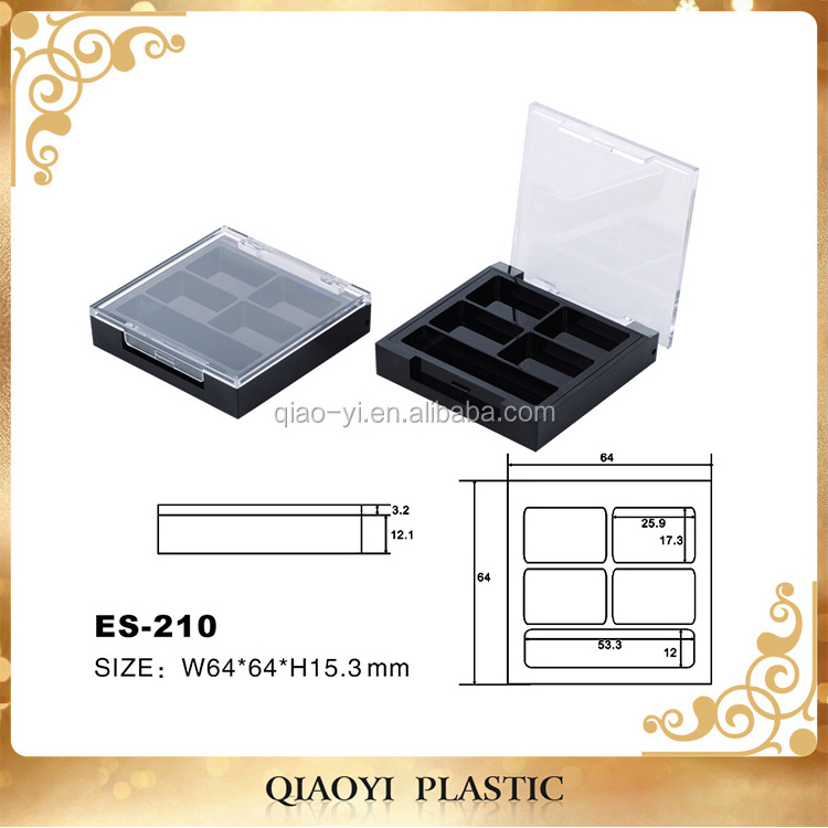 Wholesale custom empty eyeshadow compact cosmetic packaging containers square press powder 4 color plastic eye shadow case