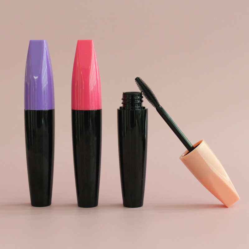 Empty cosmetic plastic nude mascara tube purple pink mascara wand tubes logo empty mascara bottle with brush black