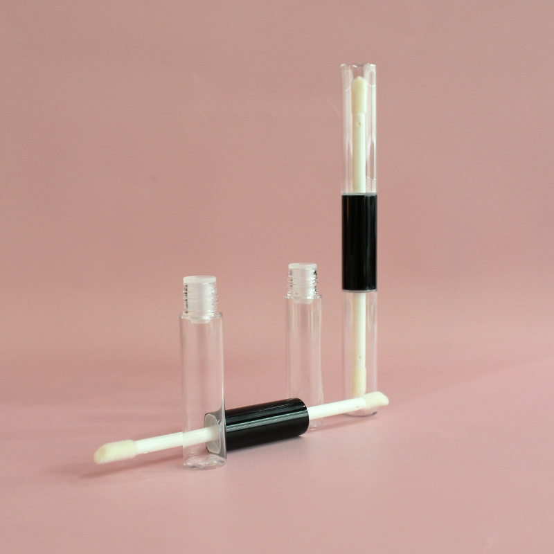 New Design Dual Double End Lip Gloss Tube Custom Lipstick Case Packaging 2 in 1 Empty Cosmetics Plastic Custom Color Aluminum