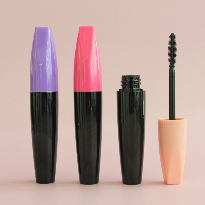 Empty cosmetic plastic nude mascara tube purple pink mascara wand tubes logo empty mascara bottle with brush black