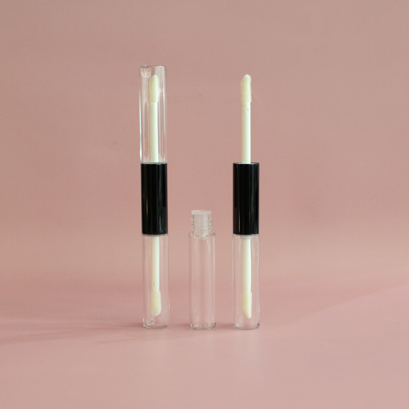 New Design Dual Double End Lip Gloss Tube Custom Lipstick Case Packaging 2 in 1 Empty Cosmetics Plastic Custom Color Aluminum