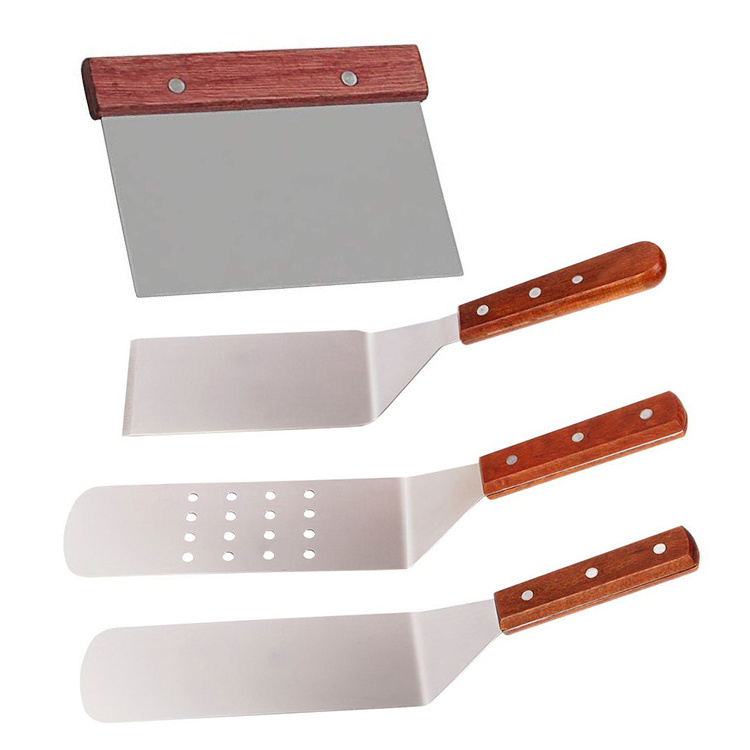 Professional Spatula Set Stainless Steel Griddle Scraper Turner Great for Griddle BBQ Grill and Flat Top Cooking