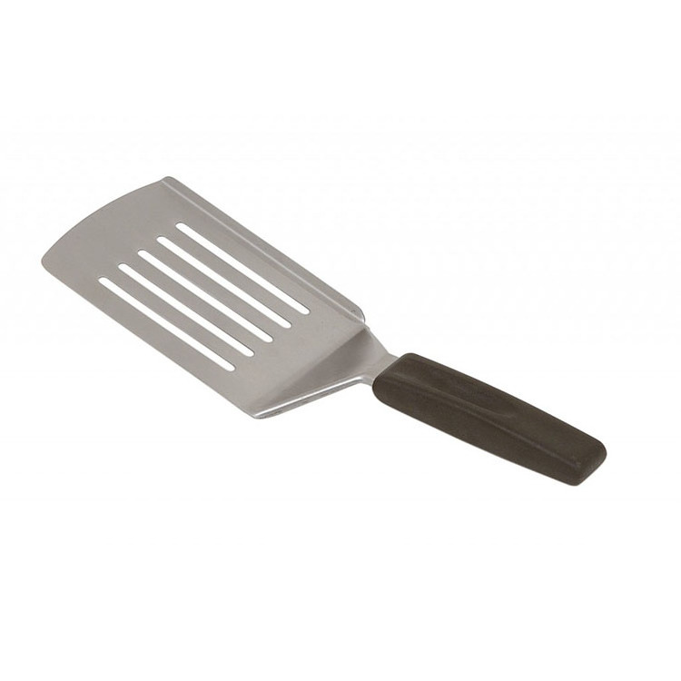 Kitchen Utensil slotted Stainless Steel Egg Turner Spatulas with Plastic Black Handle