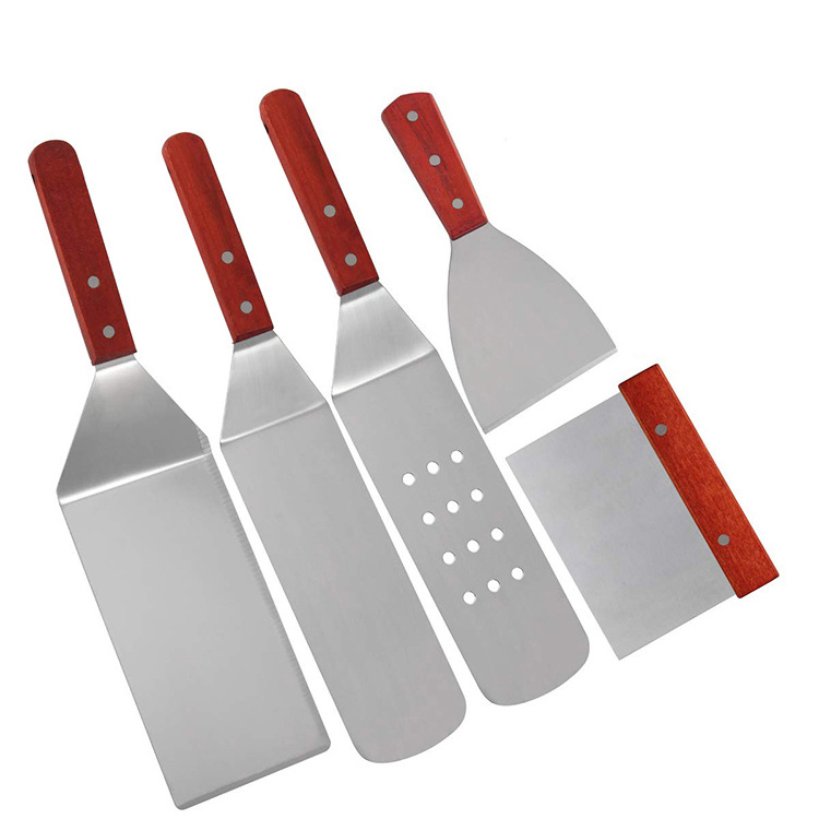 Professional Spatula Set Stainless Steel Griddle Scraper Turner Great for Griddle BBQ Grill and Flat Top Cooking