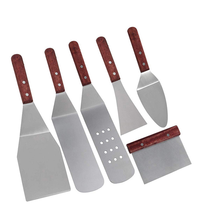 Professional Spatula Set Stainless Steel Griddle Scraper Turner Great for Griddle BBQ Grill and Flat Top Cooking