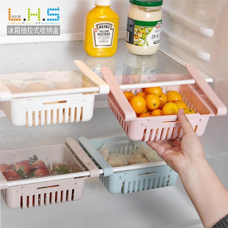 OEM/ODM Retractable Storage Basket Multifunctional Refrigerator Organizer Storage Shelf Fresh Drain Drawer Storage Shelf