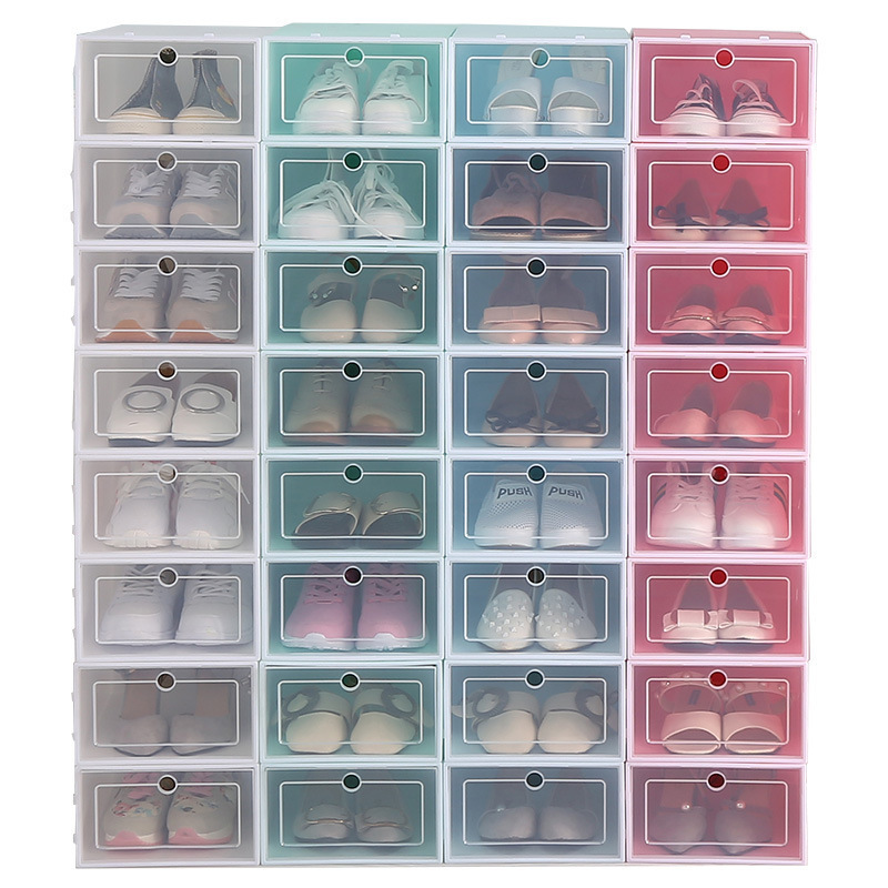 OEM/ODM Clamshell Household Shoe Box Drop Front Sneakers Stackable Shoe Storage Transparent Wholesale PP Plastic Storage