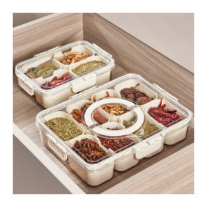 Clearance sale Kitchen sealed spice storage box Food grade 4-panel transparent seasoning box Refrigerator crisper