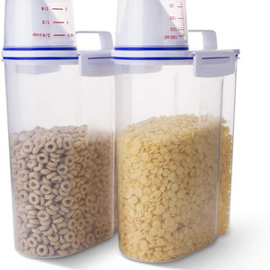 OEM/ODM Oatmeal container Oatmeal dispenser 2 pieces airtight design Rice storage  measuring cup 2kg capacity idea