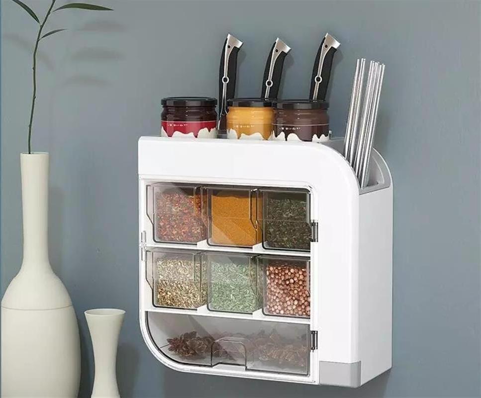 OEM/ODM Multifunction plastic Kitchen wall-mounted Stackable Storage Shelf Organiser for seasoning