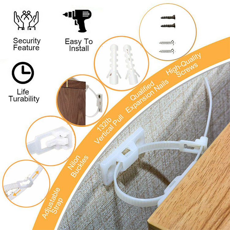 Furniture straps adjustable anti-tip earthquake baby kids protection safety straps kit