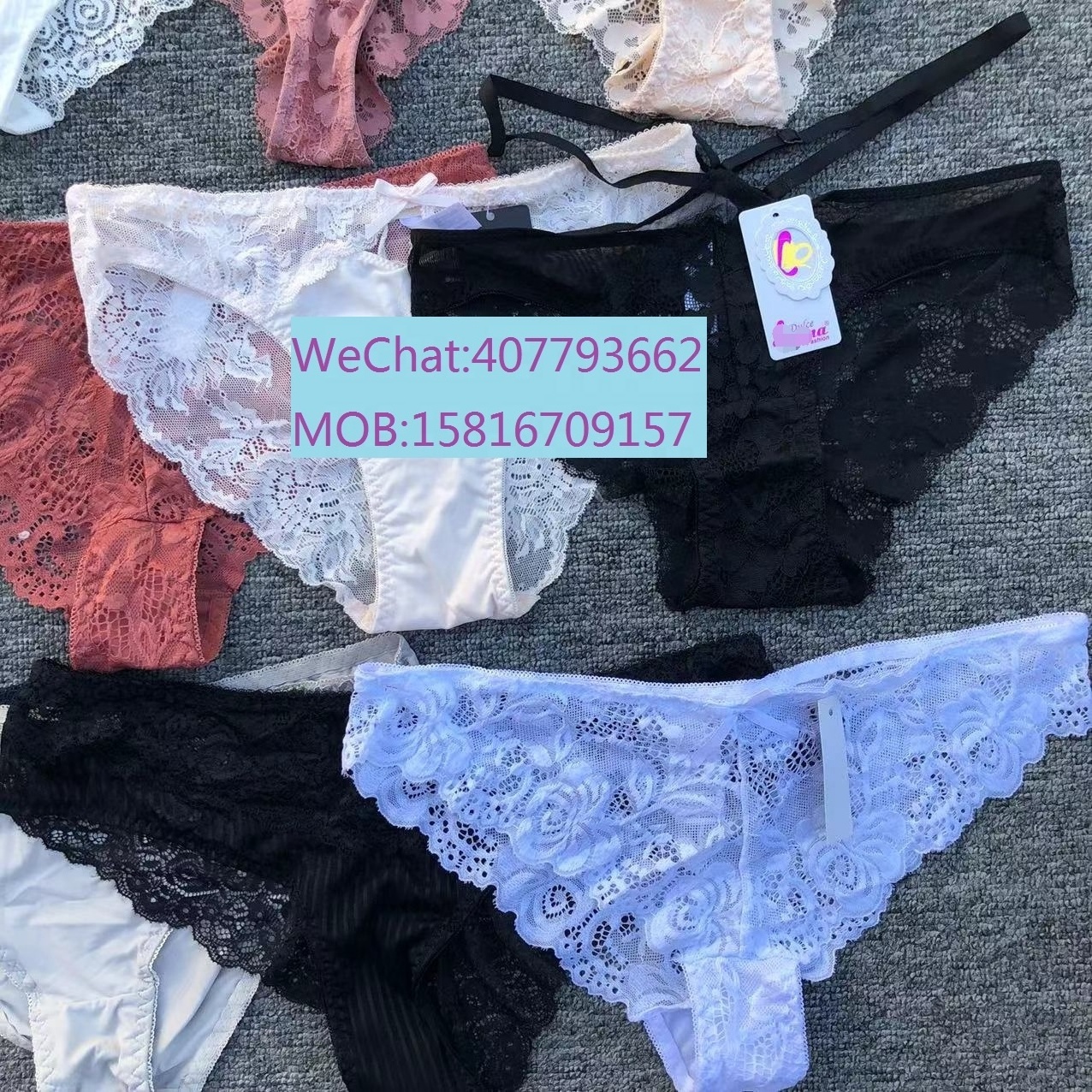 Wholesale women's Lace panties hollow out sexy women medium waist underwear ladies high quality inner wear panties Italy