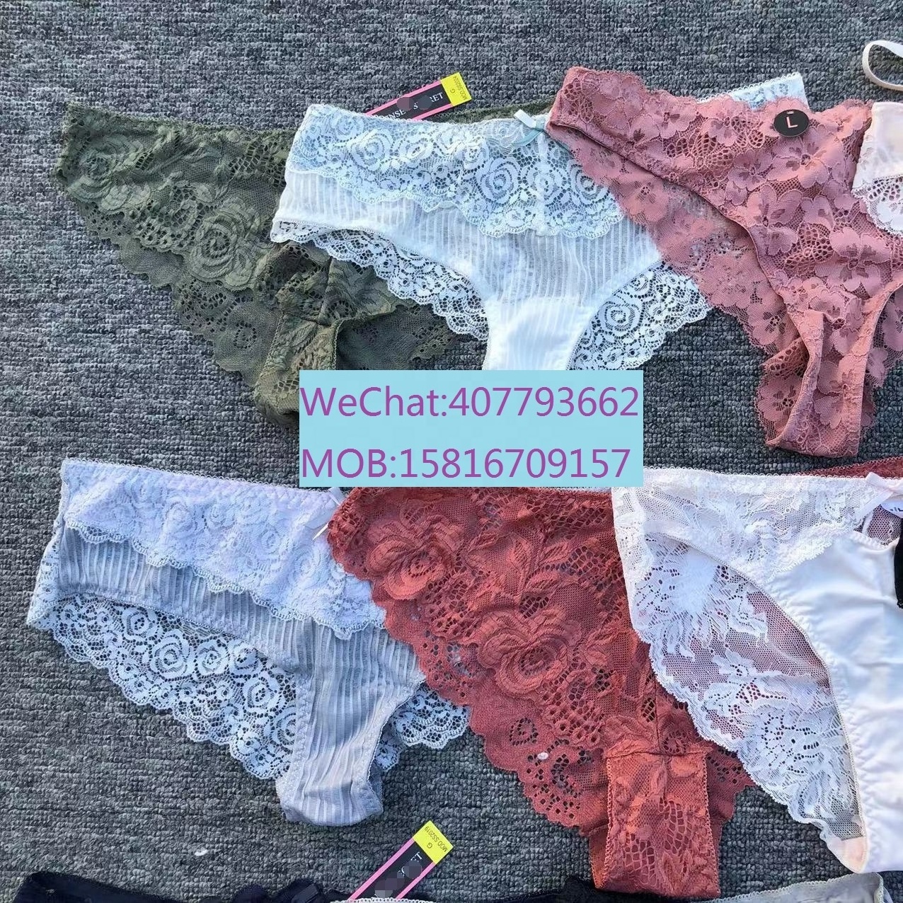 Wholesale women's Lace panties hollow out sexy women medium waist underwear ladies high quality inner wear panties Italy