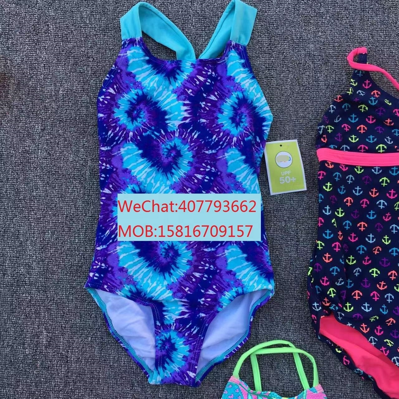 Wholesale  New Custom Kids Swim Wear Bodysuit Cross Back Quick Dry One-Piece Girls Baby Swimsuit South Korea Turkey Togo