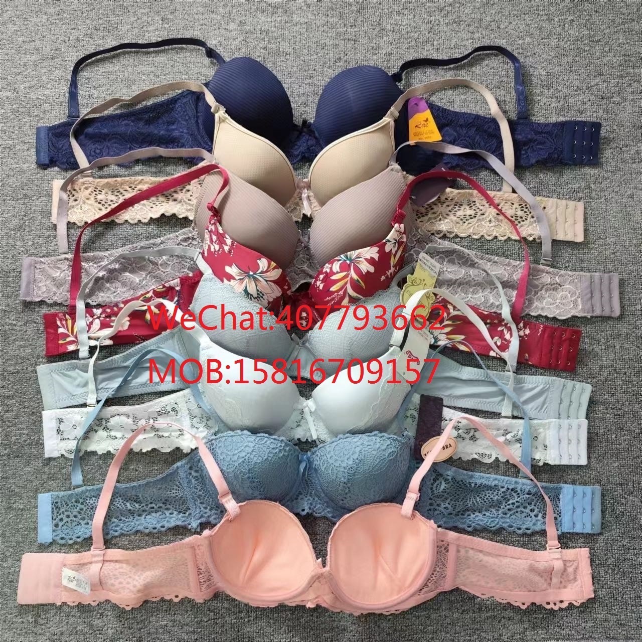 MIX Wholesale new European and American ultra-thin double breasted underwire lace underwear adjustable bra french bra Bolivia