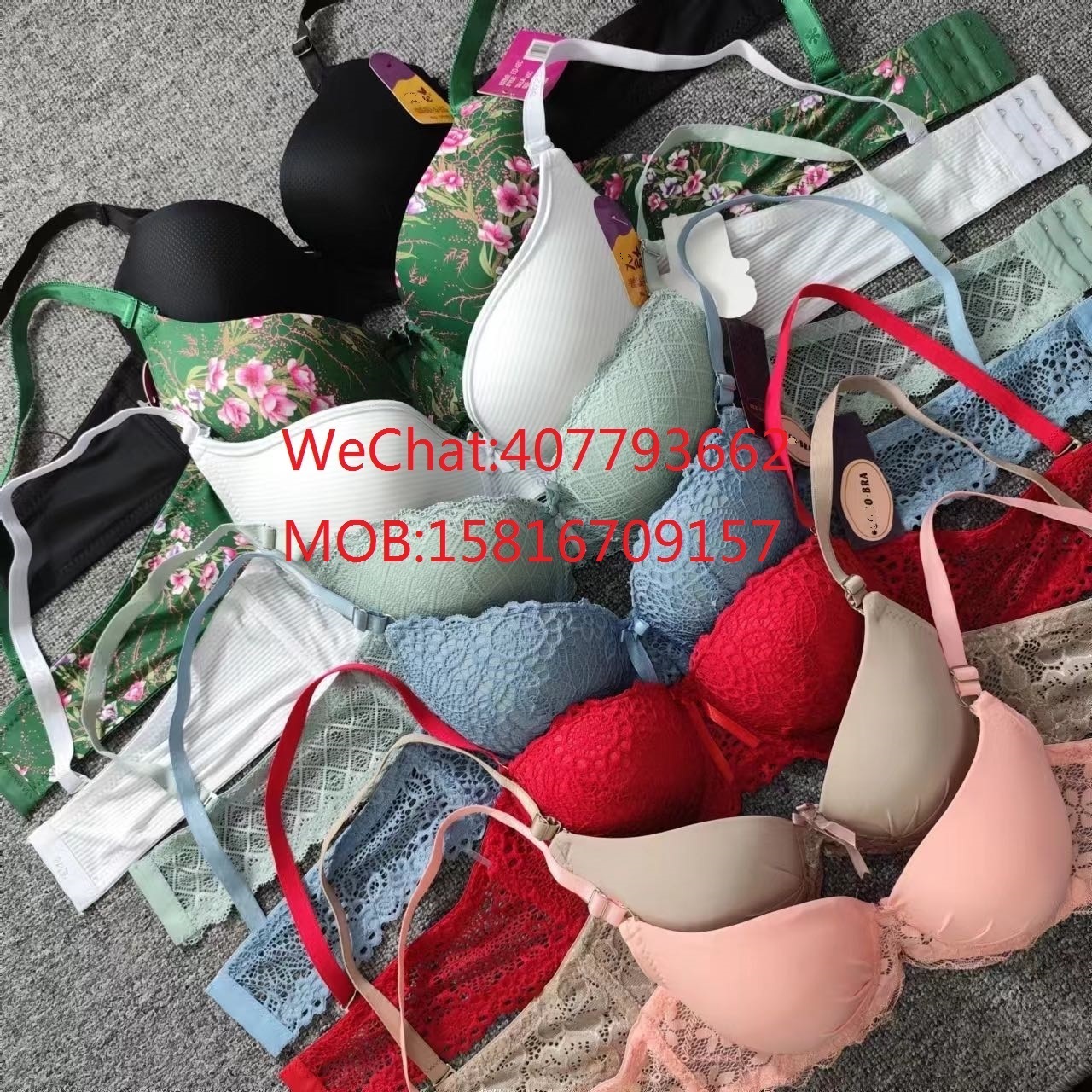 MIX Wholesale new European and American ultra-thin double breasted underwire lace underwear adjustable bra french bra Bolivia