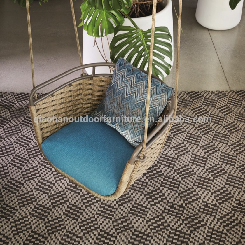 Garden Hammocks Rattan Handing Chair Patio Wicker Woven Swing Seats All Weather Glider Backyard Aluminum with Cushion Outdoor