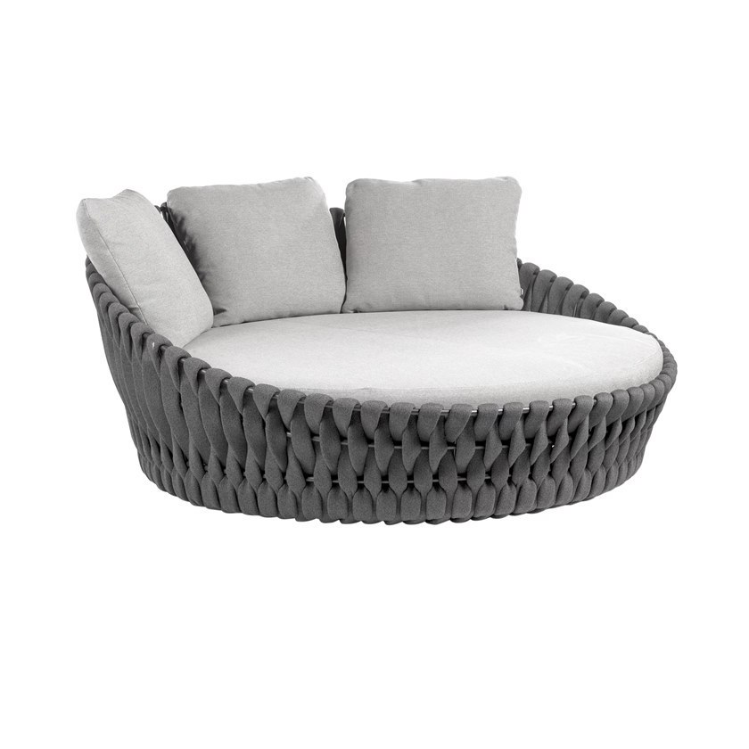 All Wicker rope Daybed Patio Furniture Outdoor Bed Round Sunbed with Canopy Beach Sunbed Beach Daybed