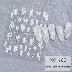 kers CrNew hand-painted nail enhancement butterfly sticystal flower 3D hollowed out liquid butterfly nail decal decoration