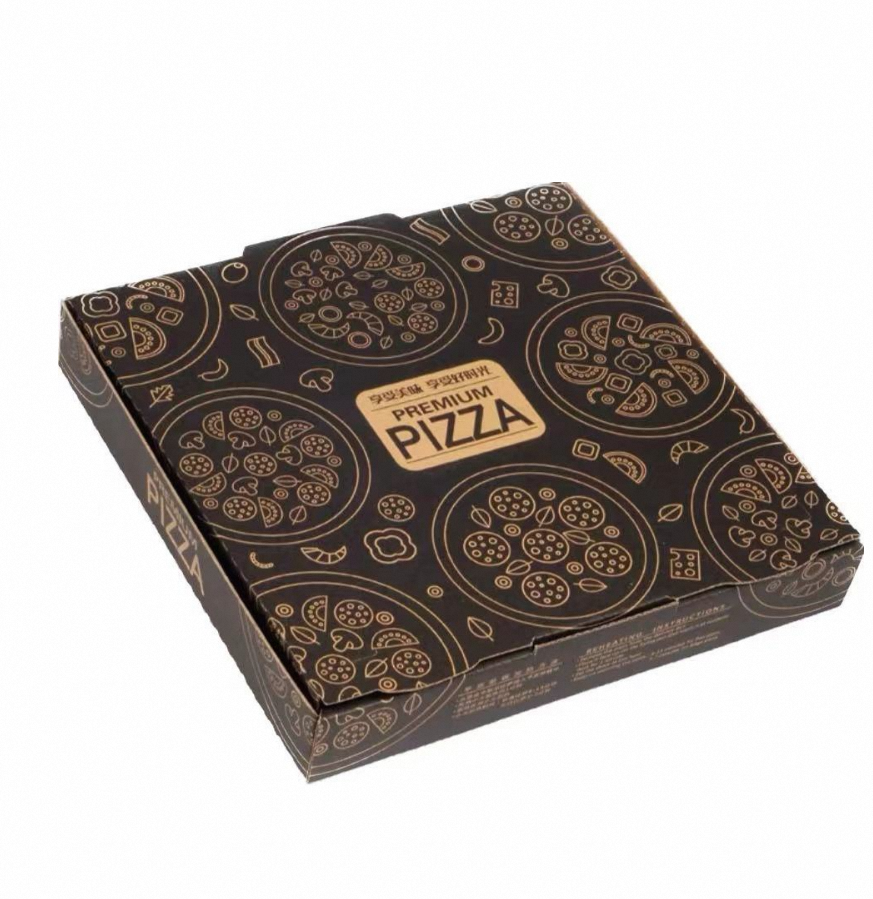 custom black pizza box pizza aluminum box single serving pizza carton box with sliding part