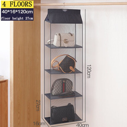 Household storage 6 Shelf hanging storage bag for handbag hanging mesh bag closet organizer dust cover bag organizer