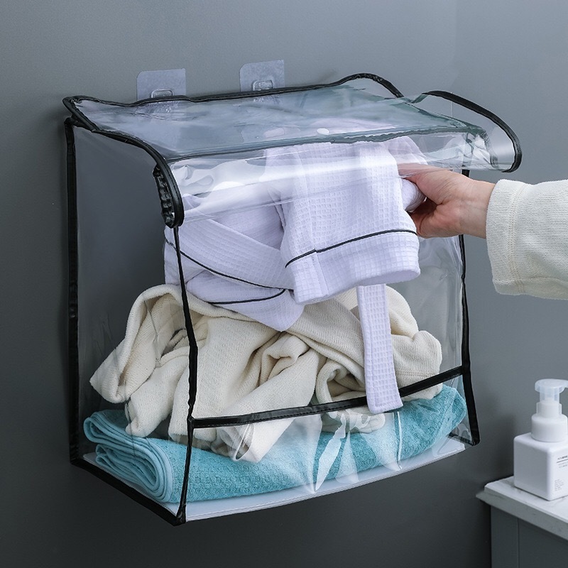 Washroom Transparent waterproof pvc clothes Storage bag bathroom cosmetic daily accessories hanging organizer