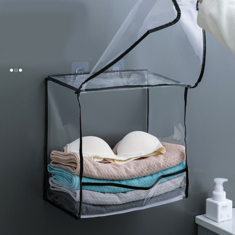 Washroom Transparent waterproof pvc clothes Storage bag bathroom cosmetic daily accessories hanging organizer